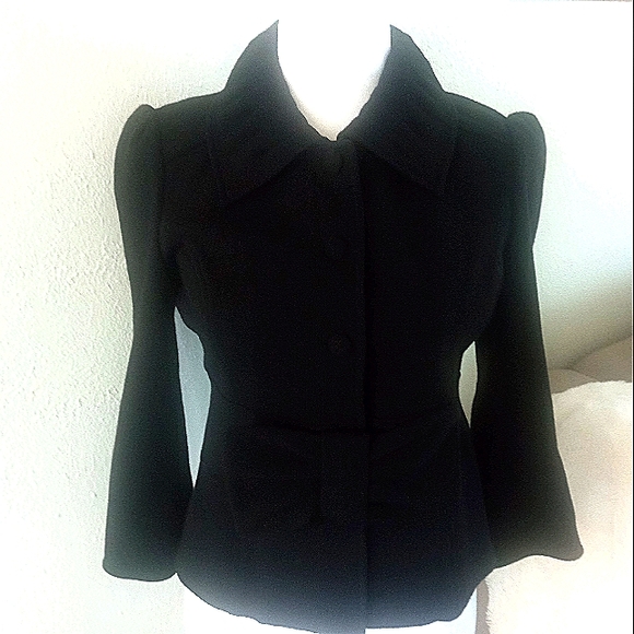 DIANE VON FURSTENBURG Bow Front Peplum Evening Wool Jacket | 6 - Picture 1 of 7